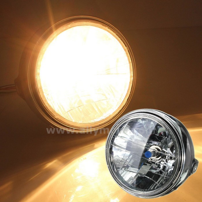 154 12V 7 Inch Round Headlight Halogen H4 Bulb Head Lamp Side Mount Style Honda Kawasaki Suzuki-Yamaha@4